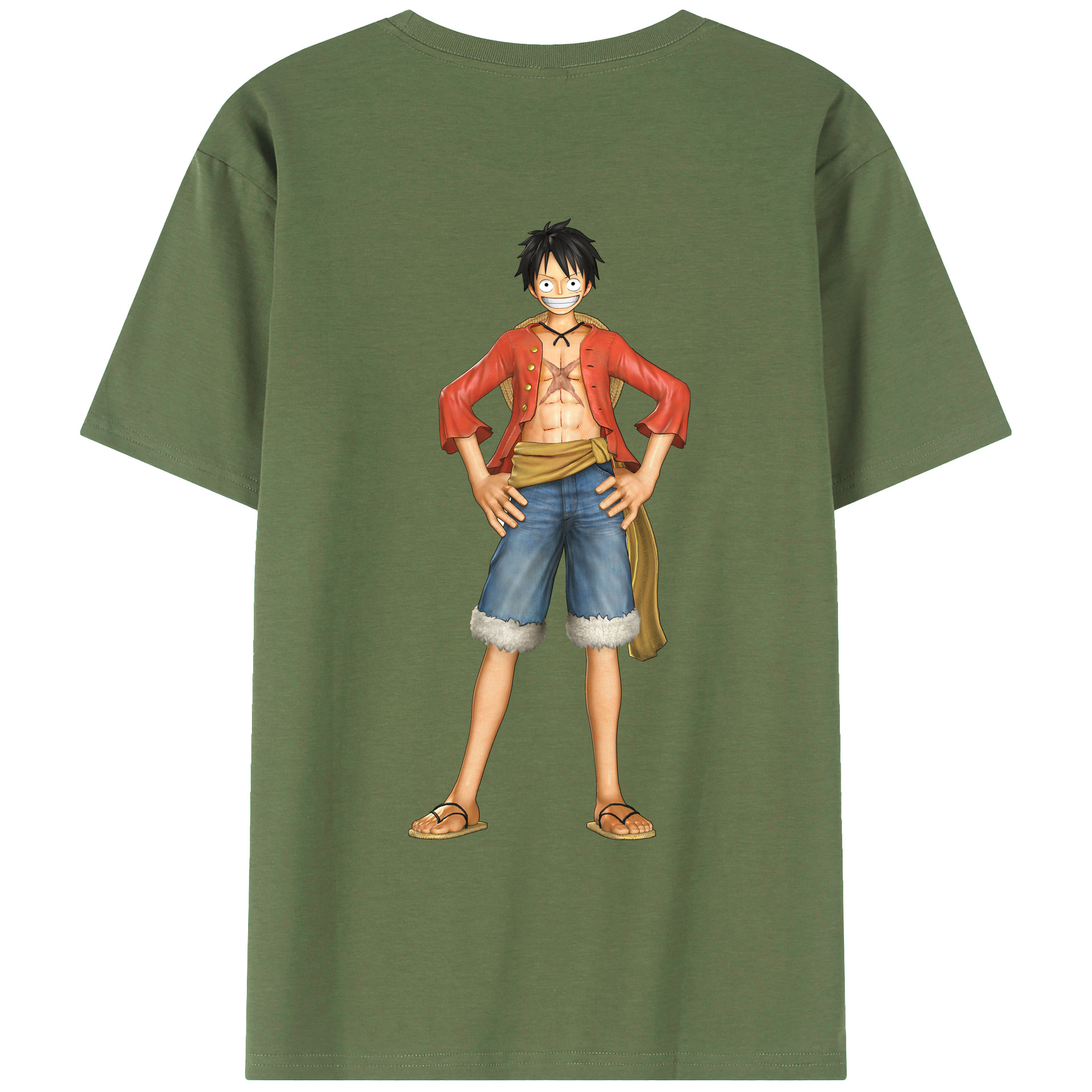 ワンピース モンキー・D・ルフィ ONE PIECE Monkey D. Luffy 綿100％ メンズ半袖Tシャツ（バックプリント） 通気性